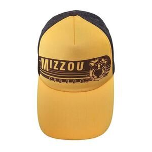 Vintage Missouri University Tigers Trucker Hat Cap 90s NCAA Yellow Mizzou Retro